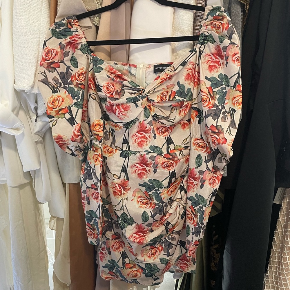 Mini Long Sleeve Dress with Roses